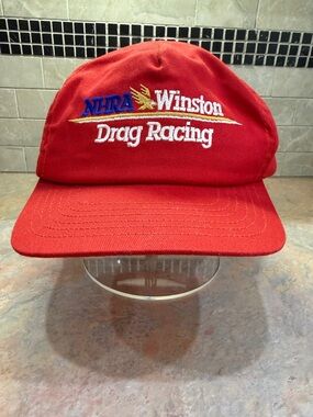 Vintage Winston NHRA Drag Racing Snapback Hat Made USA Red Cap